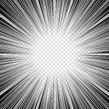 Screentones action lines , black thin radiating lines sunburst transparent background PNG clipart
