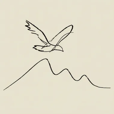 Scribble Icon of an Eagle Flying Over a Mountain Scribble Icon of an Eagle Flying Over a Mountain