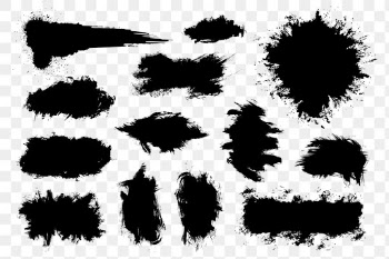 Scribbled brush black banners png sticker collection