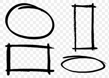 Scribbled brush black banners png sticker set