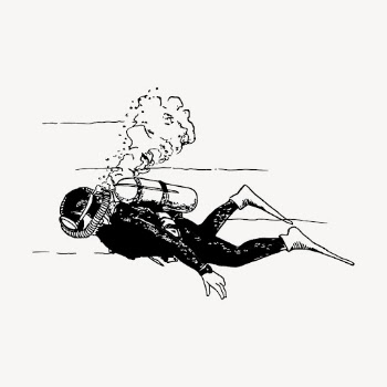 Scuba diver drawing clipart, vintage | Free Vector - rawpixel