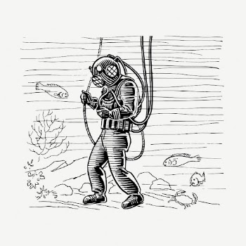 Scuba diver drawing, vintage illustration | Free PSD - rawpixel