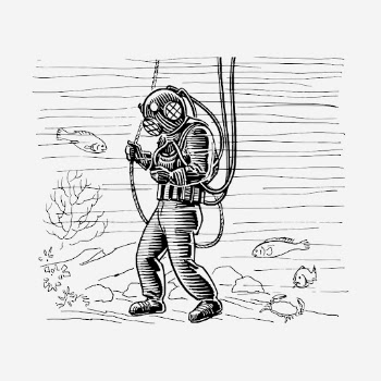 Scuba diver hand drawn illustration. | Free Photo - rawpixel