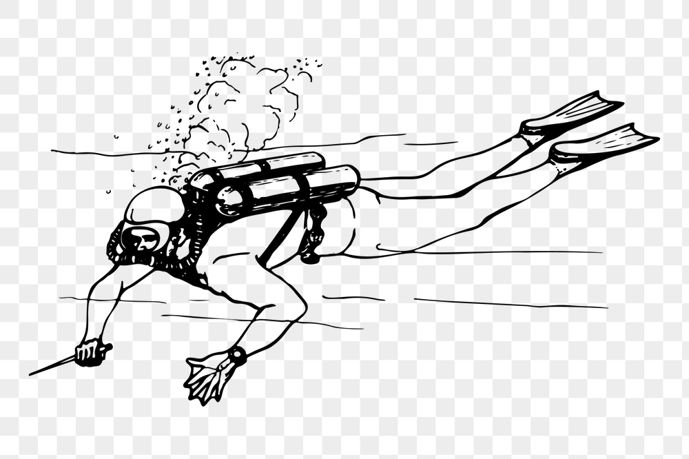 Scuba diver png sticker, vintage | Free PNG - rawpixel