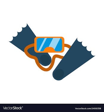 Scuba mask and snorkel diving flippers isolated vector image