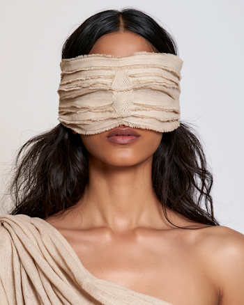 Sculptural Linen Headpiece Portrait