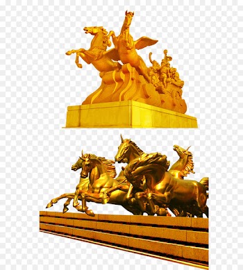 Sculpture Poster - Pegasus sculpture sunset 