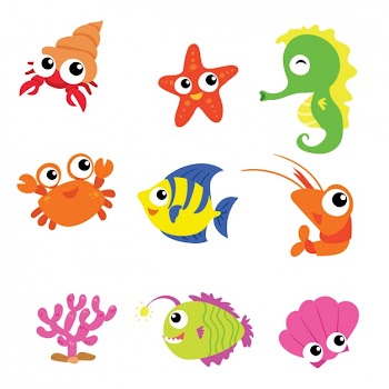 Sea animals collection Free Vector