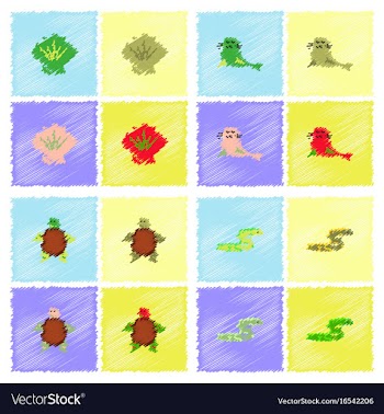 Sea animals stock collection in hatching style vector image