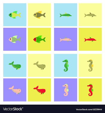 Sea animals stock collection vector image