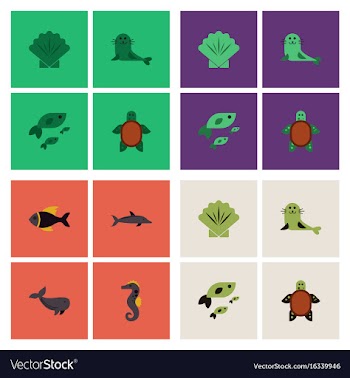 Sea animals stock collection vector image