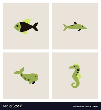 Sea animals stock collection vector image