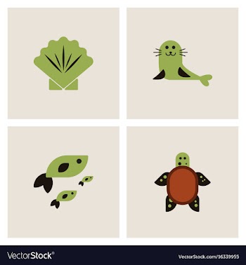 Sea animals stock collection vector image
