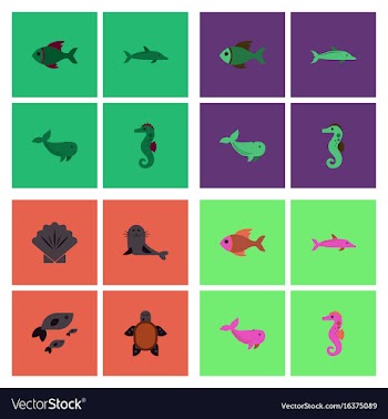Sea animals stock collection vector image