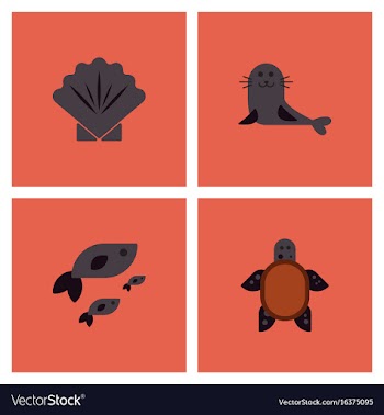 Sea animals stock collection vector image
