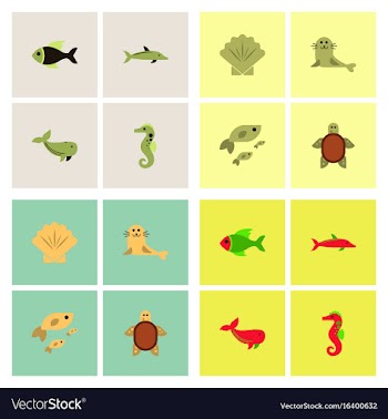 Sea animals stock collection vector image
