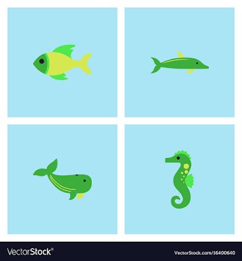 Sea animals stock collection vector image