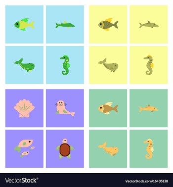 Sea animals stock collection vector image