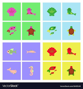 Sea animals stock collection vector image