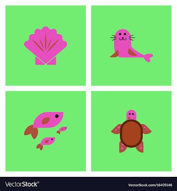 Sea animals stock collection vector image