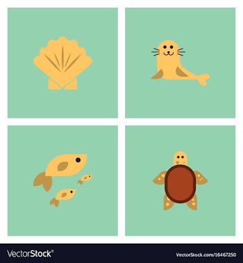 Sea animals stock collection vector image