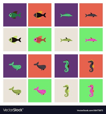 Sea animals stock collection vector image