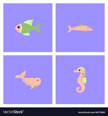 Sea animals stock collection vector image