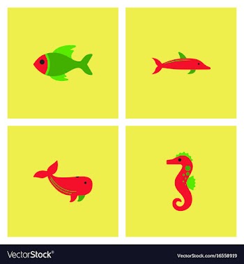 Sea animals stock collection vector image