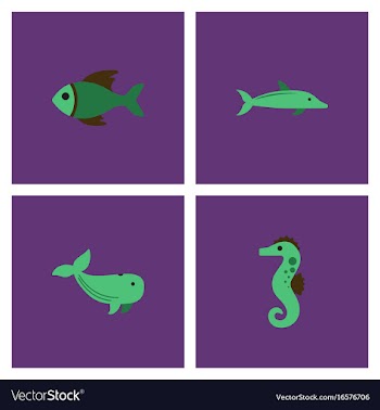 Sea animals stock collection vector image