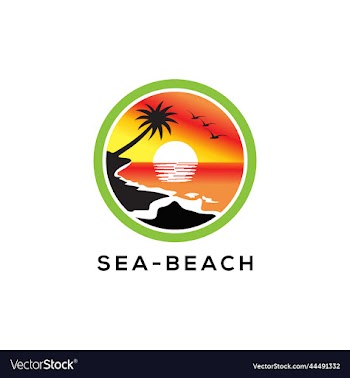 sea beach logo design icon