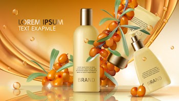 Sea buckthorn cosmetics vector Free Vector