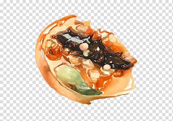 Sea cucumber as food Watercolor painting Cuisine Dish Illustration, Sea cucumber transparent background PNG clipart