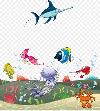 Sea Fish Aquatic animal Clip art - Cartoon shark undersea jellyfish vector material 