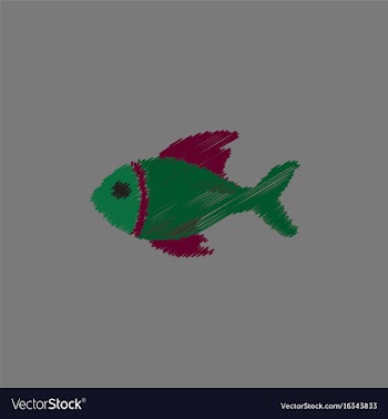 Sea fish in hatching style vector image