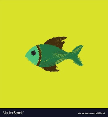 Sea fish in hatching style vector image