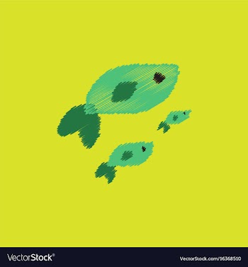 Sea fish in hatching style vector image