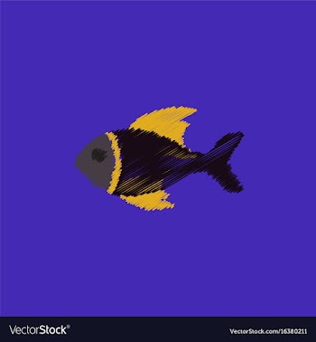 Sea fish in hatching style vector image
