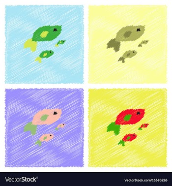 Sea fish in hatching style vector image