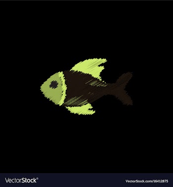 Sea fish in hatching style vector image