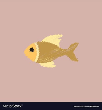 Sea fish in hatching style vector image