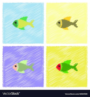 Sea fish in hatching style vector image