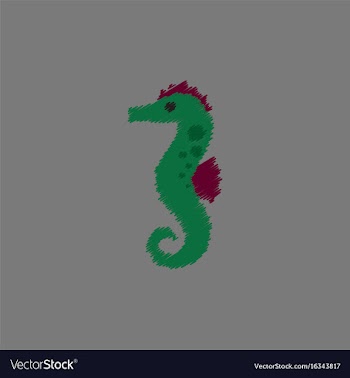 Sea horse in hatching style vector image
