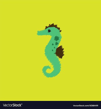 Sea horse in hatching style vector image