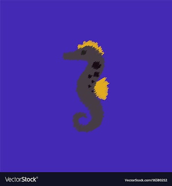 Sea horse in hatching style vector image
