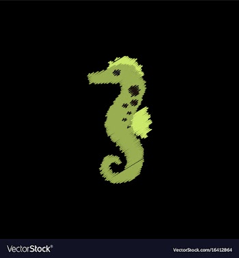Sea horse in hatching style vector image