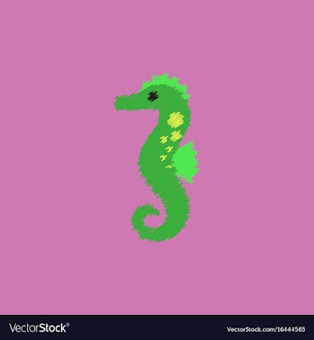 Sea horse in hatching style vector image