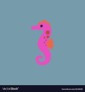 Sea horse in hatching style vector image