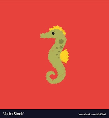 Sea horse in hatching style vector image