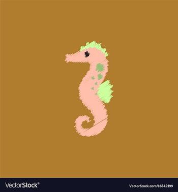 Sea horse in hatching style vector image