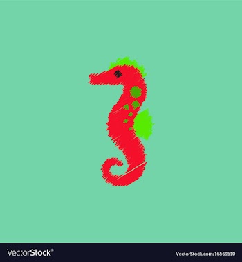 Sea horse in hatching style vector image